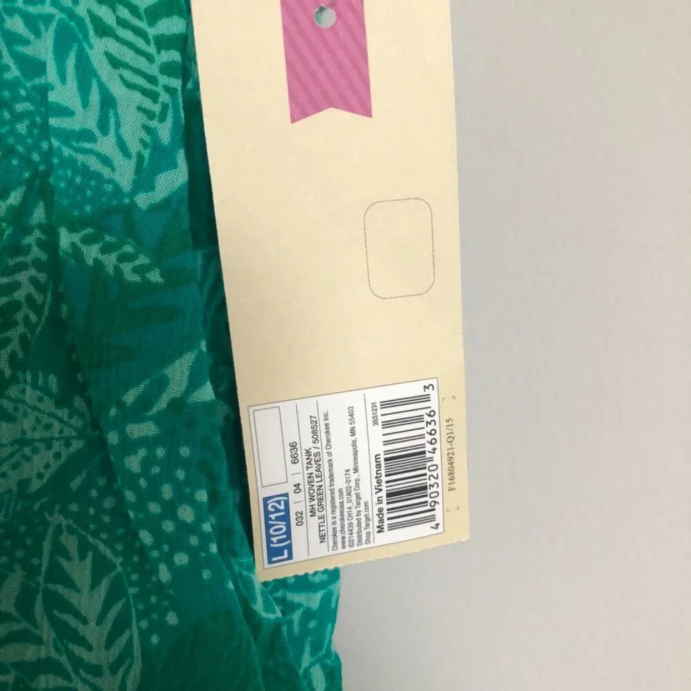 Cherokee Girls Leaf Print Sleeveless Top NWT Size L (10–12)